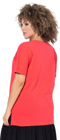 Ulla Popken Bow Short Sleeve Graphic Tee Light Red - Mintás pólók nőknek - 