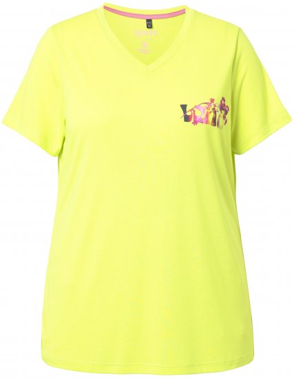 Ulla Popken Wild Antibacterial Short Sleeve Tee Lime - Pólók - 