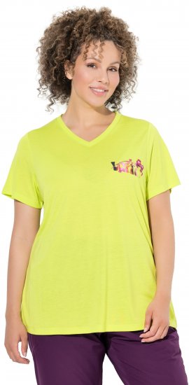 Ulla Popken Wild Antibacterial Short Sleeve Tee Lime - Pólók - 