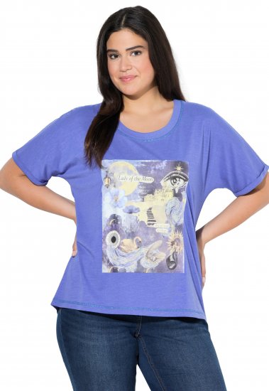 Ulla Popken Lady Of The Moon Short Sleeve Graphic Tee Lavender - Mintás pólók nőknek - 