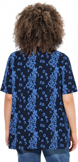 Ulla Popken Letter Print Short Sleeve Tee Navy - Mintás pólók nőknek - 