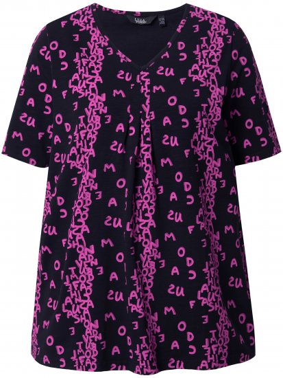 Ulla Popken Letter Print Short Sleeve Tee Magnolia Red - Mintás pólók nőknek - 