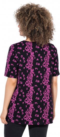 Ulla Popken Letter Print Short Sleeve Tee Magnolia Red - Mintás pólók nőknek - 