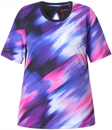 Ulla Popken Cutout Abstract Print Short Sleeve Tee Ink Blue - Mintás pólók nőknek - 