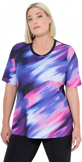 Ulla Popken Cutout Abstract Print Short Sleeve Tee Ink Blue - Mintás pólók nőknek - 