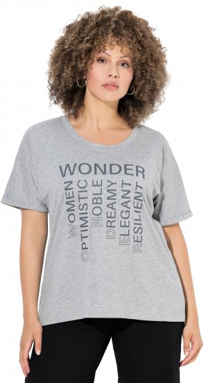 Ulla Popken WONDER Short Sleeve Graphic Tee Light Grey Melange - Mintás pólók nőknek - 