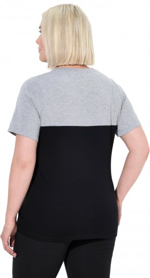 Ulla Popken Nostalgic Escape Performance T-Shirt Black - Mintás pólók nőknek - 