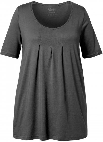 Ulla Popken Essential Front Pleat Tee Graphite Grey - Pólók - 