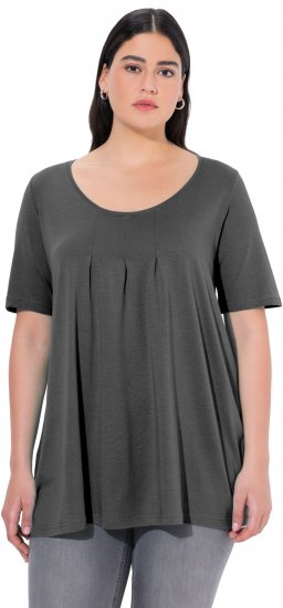 Ulla Popken Essential Front Pleat Tee Graphite Grey - Pólók - 