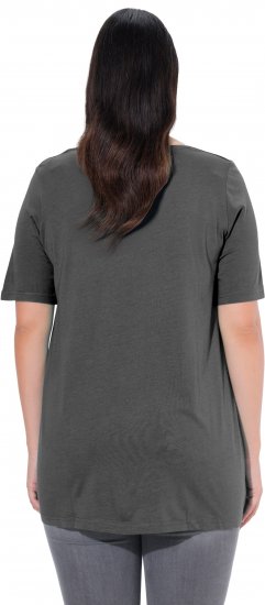 Ulla Popken Essential Front Pleat Tee Graphite Grey - Pólók - 