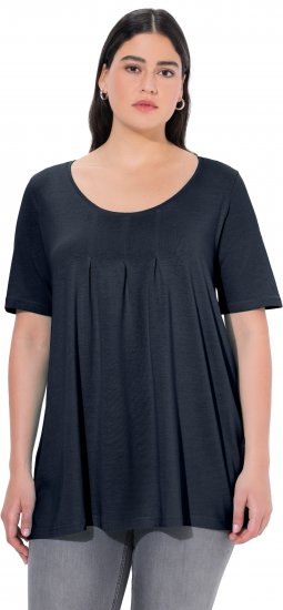 Ulla Popken Essential Front Pleat Tee Navy Blue - Pólók - 