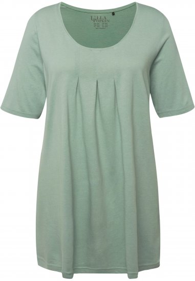Ulla Popken Essential Front Pleat Tee Light Moss Green - Pólók - 