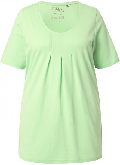 Ulla Popken Essential Front Pleat Tee Light Green - Pólók - 