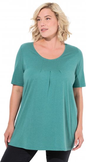 Ulla Popken Essential Front Pleat Tee Green - Pólók - 