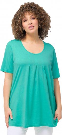 Ulla Popken Essential Front Pleat Tee Turquoise Green - Pólók - 