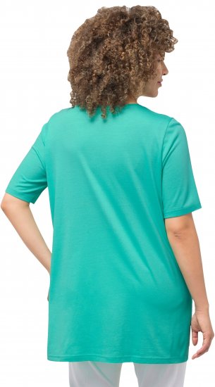 Ulla Popken Essential Front Pleat Tee Turquoise Green - Pólók - 