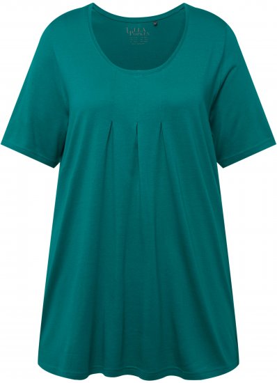 Ulla Popken Essential Front Pleat Tee Dark Emerald - Pólók - 