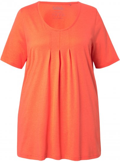 Ulla Popken Essential Front Pleat Tee Pink Coral - Pólók - 