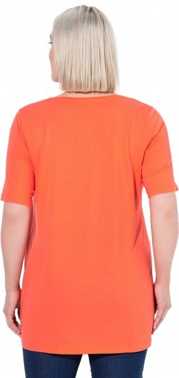 Ulla Popken Essential Front Pleat Tee Pink Coral - Pólók - 