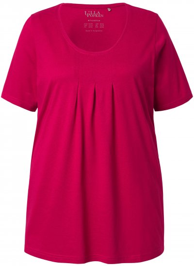 Ulla Popken Essential Front Pleat Tee Dark Raspberry - Pólók - 