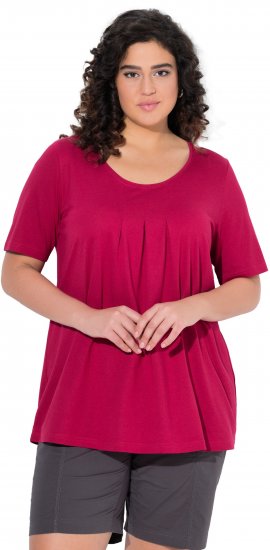 Ulla Popken Essential Front Pleat Tee Dark Raspberry - Pólók - 