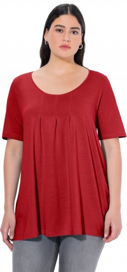 Ulla Popken Essential Front Pleat Tee Poppy - Pólók - 