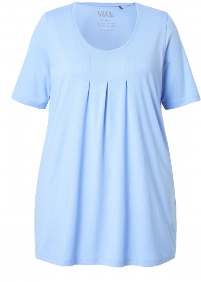 Ulla Popken Essential Front Pleat Tee Light Blue - Pólók - 