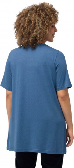 Ulla Popken Essential Front Pleat Tee Denim Blue - Pólók - 