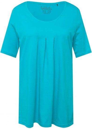 Ulla Popken Essential Front Pleat Tee Deep Aqua - Pólók - 