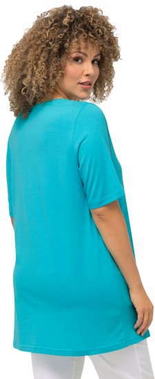 Ulla Popken Essential Front Pleat Tee Deep Aqua - Pólók - 