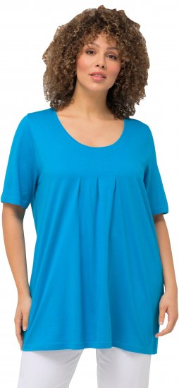 Ulla Popken Essential Front Pleat Tee Sapphire Blue - Pólók - 