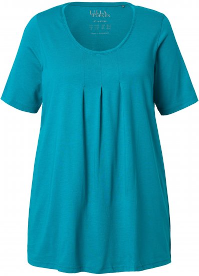 Ulla Popken Essential Front Pleat Tee Teal - Pólók - 