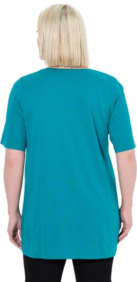 Ulla Popken Essential Front Pleat Tee Teal - Pólók - 