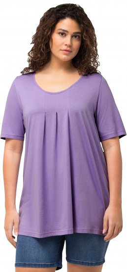 Ulla Popken Essential Front Pleat Tee Pale Lilac - Pólók - 