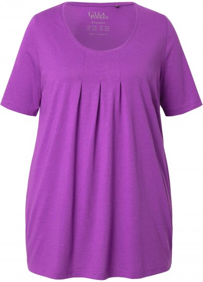 Ulla Popken Essential Front Pleat Tee Purple - Pólók - 