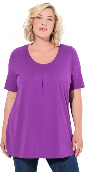 Ulla Popken Essential Front Pleat Tee Purple - Pólók - 