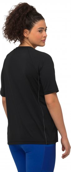 Ulla Popken Piping Accent Functional UVP 50+ Stretch Knit Top Black - Pólók - 