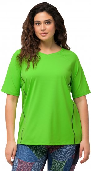 Ulla Popken Piping Accent Functional UVP 50+ Stretch Knit Top Light Green - Pólók - 