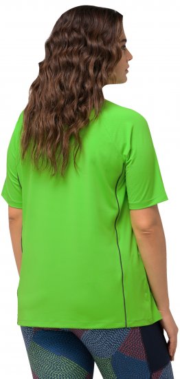 Ulla Popken Piping Accent Functional UVP 50+ Stretch Knit Top Light Green - Pólók - 
