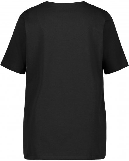 Ulla Popken Essential Notch Neck Stretch Tee Black - Pólók - 