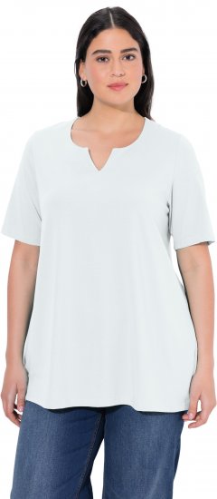 Ulla Popken Essential Notch Neck Stretch Tee Snow White - Pólók - 