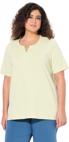 Ulla Popken Essential Notch Neck Stretch Tee Pistachio - Pólók - 
