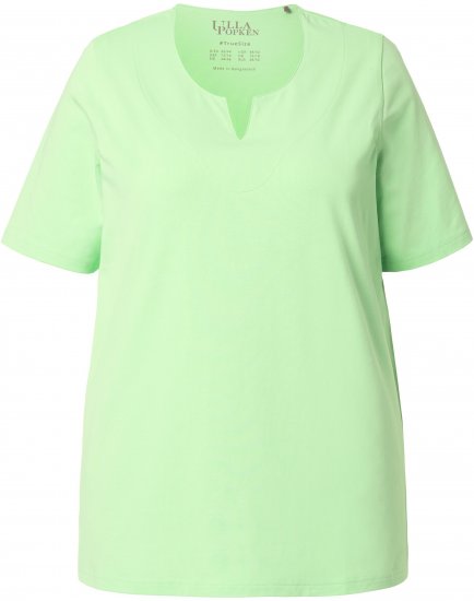 Ulla Popken Essential Notch Neck Stretch Tee Light Green - Pólók - 