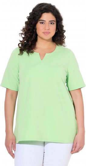Ulla Popken Essential Notch Neck Stretch Tee Light Green - Pólók - 