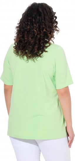 Ulla Popken Essential Notch Neck Stretch Tee Light Green - Pólók - 