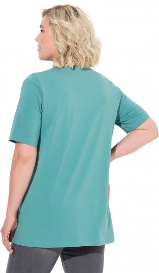 Ulla Popken Essential Notch Neck Stretch Tee Pale Green - Pólók - 