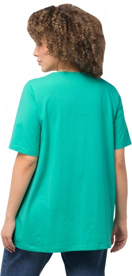 Ulla Popken Essential Notch Neck Stretch Tee Turquoise Green - Ulla Popken - 