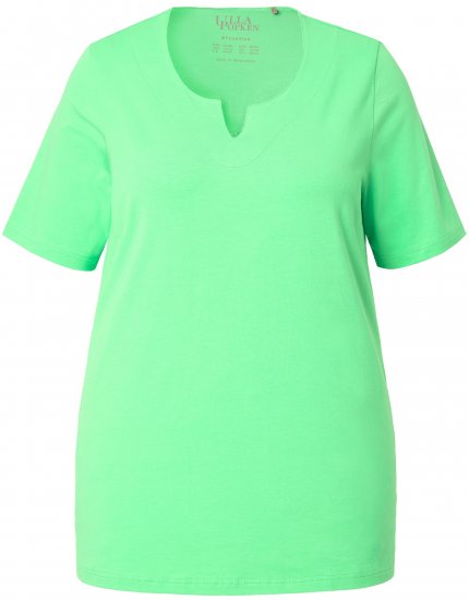 Ulla Popken Essential Notch Neck Stretch Tee Mint Green - Pólók - 