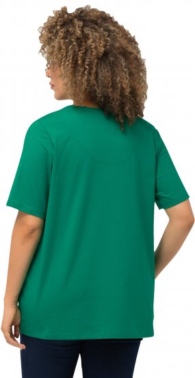 Ulla Popken Essential Notch Neck Stretch Tee Emerald Green - Pólók - 