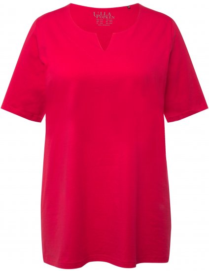 Ulla Popken Essential Notch Neck Stretch Tee Red - Pólók - 